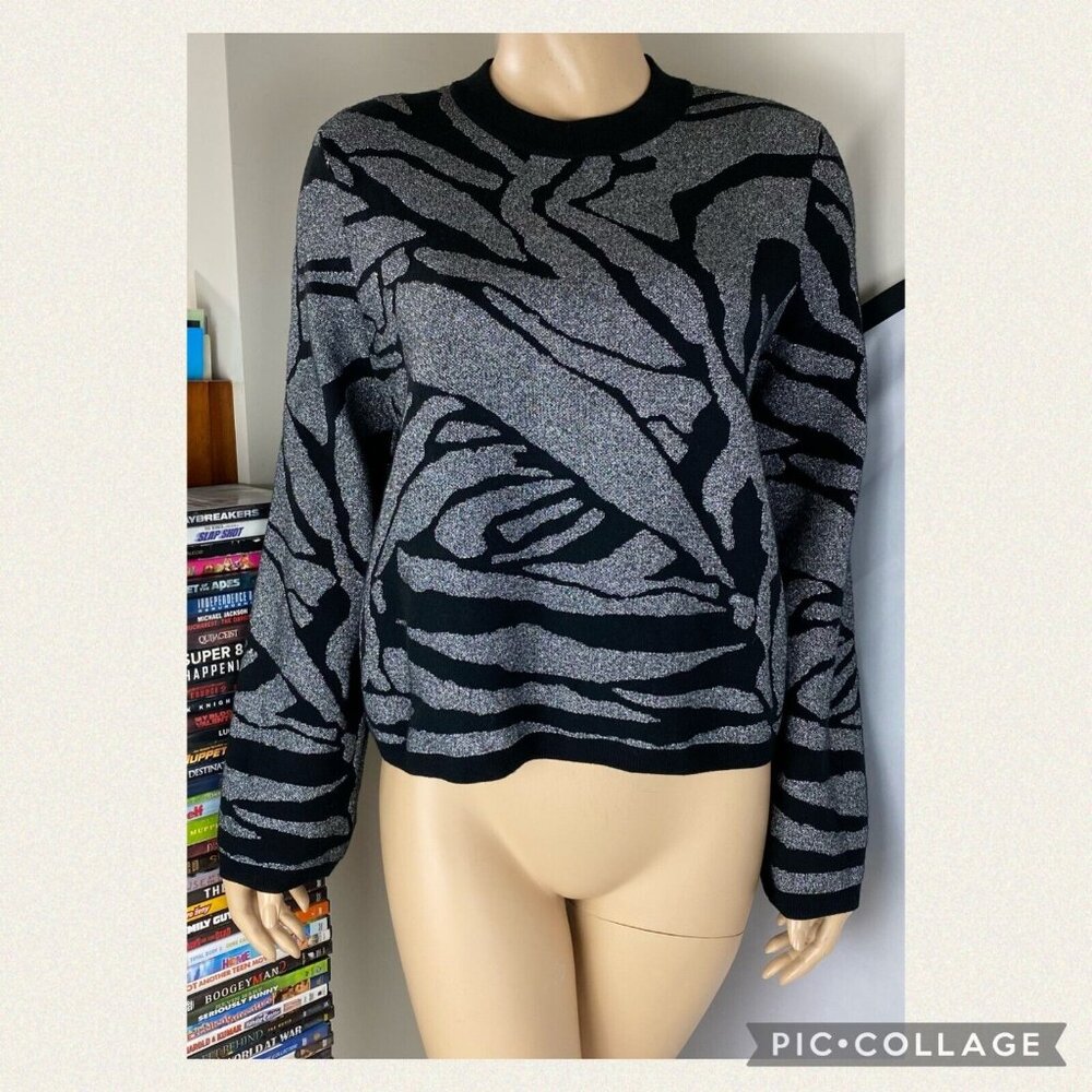 H&M Sweater Top Womens M Metallic Sparkle Holiday Christmas New Years Party - Picture 9 of 12